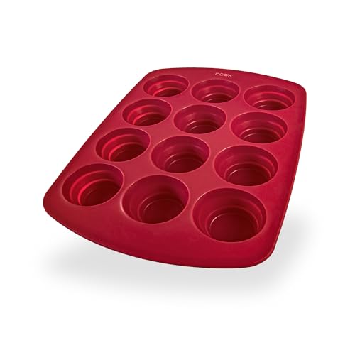 coox MUFFINFORM in Rot, Platzsparendes Muffinblech mit faltbaren Förmchen - Perfekt für köstliche Muffins und Cupcakes