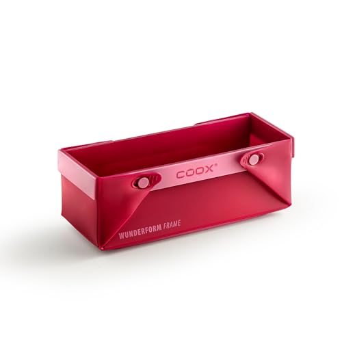 coox WUNDERFORM Frame S in Rot, die erste faltbare Silikon Kastenform für grenzenlose Backkreationen - perfekt für Kuchen, Brot und Aufläufe