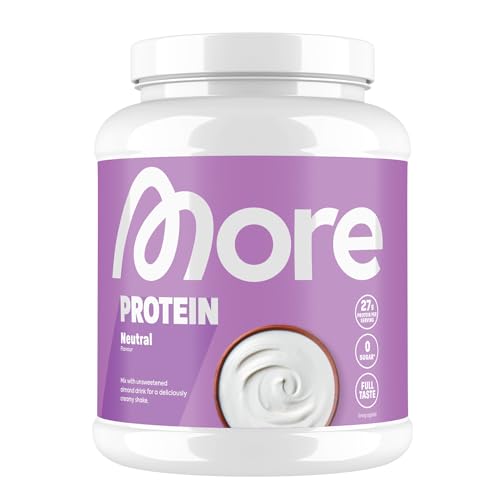 MORE Protein, Geschmacksneutral, 600 g, Mix aus Whey Konzentrat und Casein ideal zum Muskelaufbau und -erhalt, mit Laktase, geprüfte Qualität - made in Germany