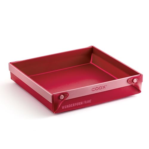 coox WUNDERFORM Frame MQ in Rot: Die erste Faltbare Silikon Kastenform für grenzenlose Backkreationen - perfekt für Kuchen, Brot und Aufläufe