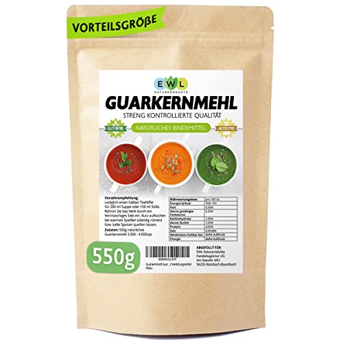 Guarkernmehl Guar Gum 550g XL Vorteilspack Guarkern Mehl abgefüllt u. kontrolliert bei uns in Deutschland E412 Glutenfrei Bindemittel Verdickungsmittel