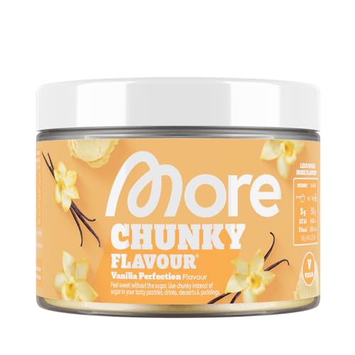 MORE Chunky Flavour, Vanilla Perfection, 150 g, vegan, Geschmackspulver zum Süßen, ohne viel Zucker und Kalorien, mit Inulin und Laktase, geprüfte Qualität - made in Germany