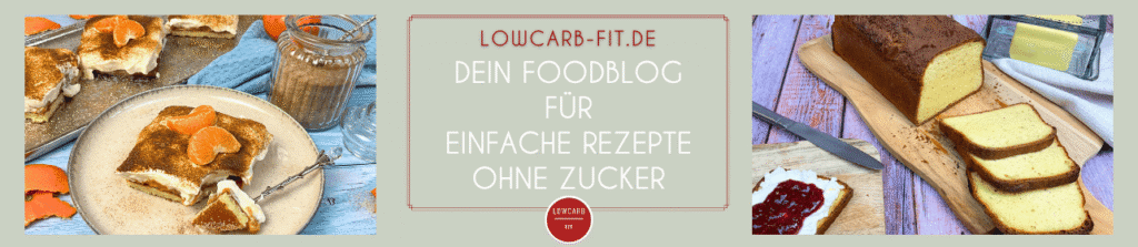Einfache und schnelle low carb Rezepte ohne Zucker mit Bildern von einem low carb Mandarinen Schmand Kuchen und einem angeschnittenen low carb Weißbrot