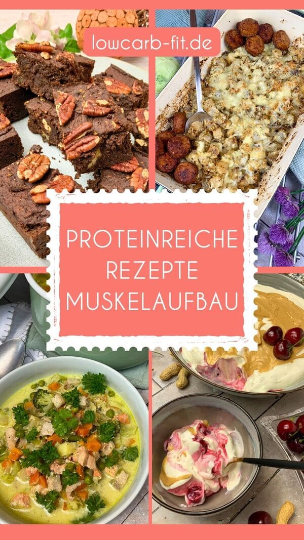 Protein Rezepte Muskelaufbau mit Bildern von Zucchini Brownies, Kohlrabiauflauf, Quarkdessert mit Kirschen und cremgiger Lachssuppe